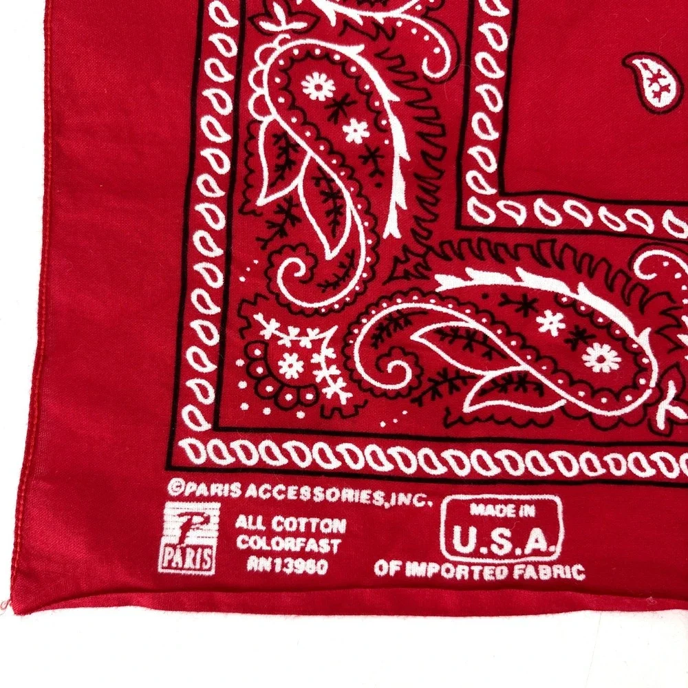 Vintage 13960 Paris Cotton Colorfast Red Scarf Bandana LOT 19
